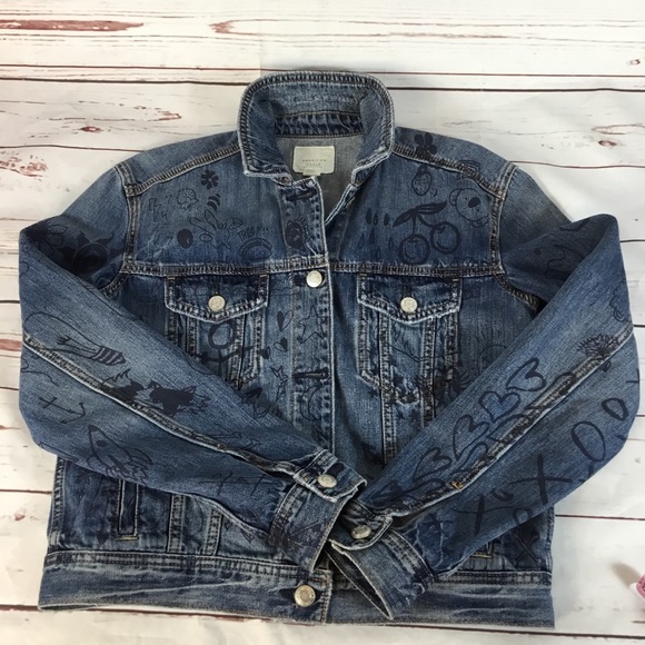 American Eagle Outfitters Graffiti Denim Jacket - Picture 7 of 9